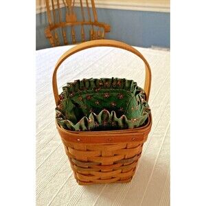 Longaberger Basket Shades of Autumn Bittersweet Handled Green Red Handwoven 1992